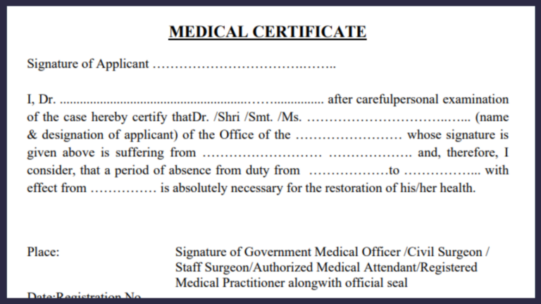 Medical Certificate Format