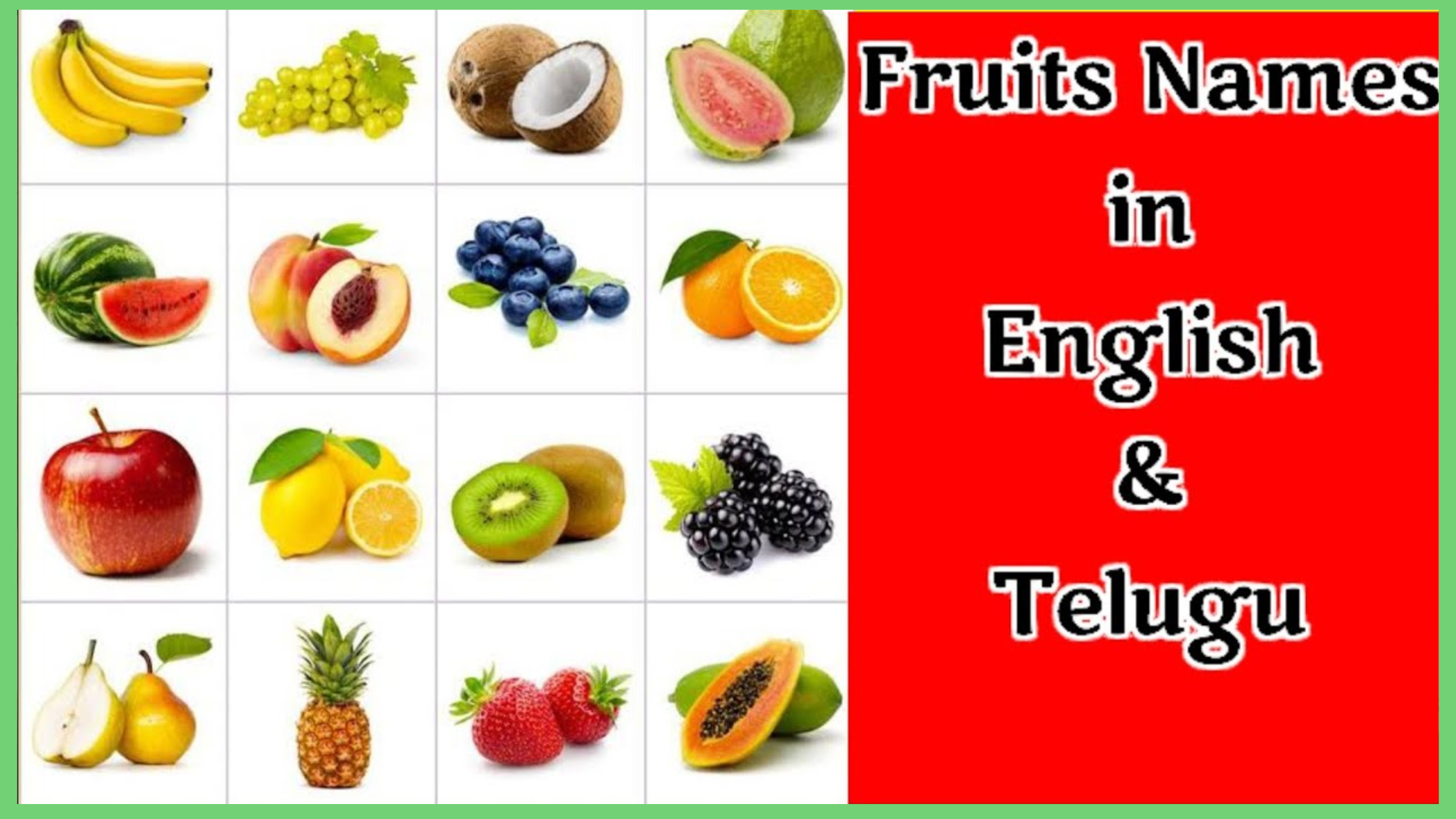 Fruits Name in Telugu