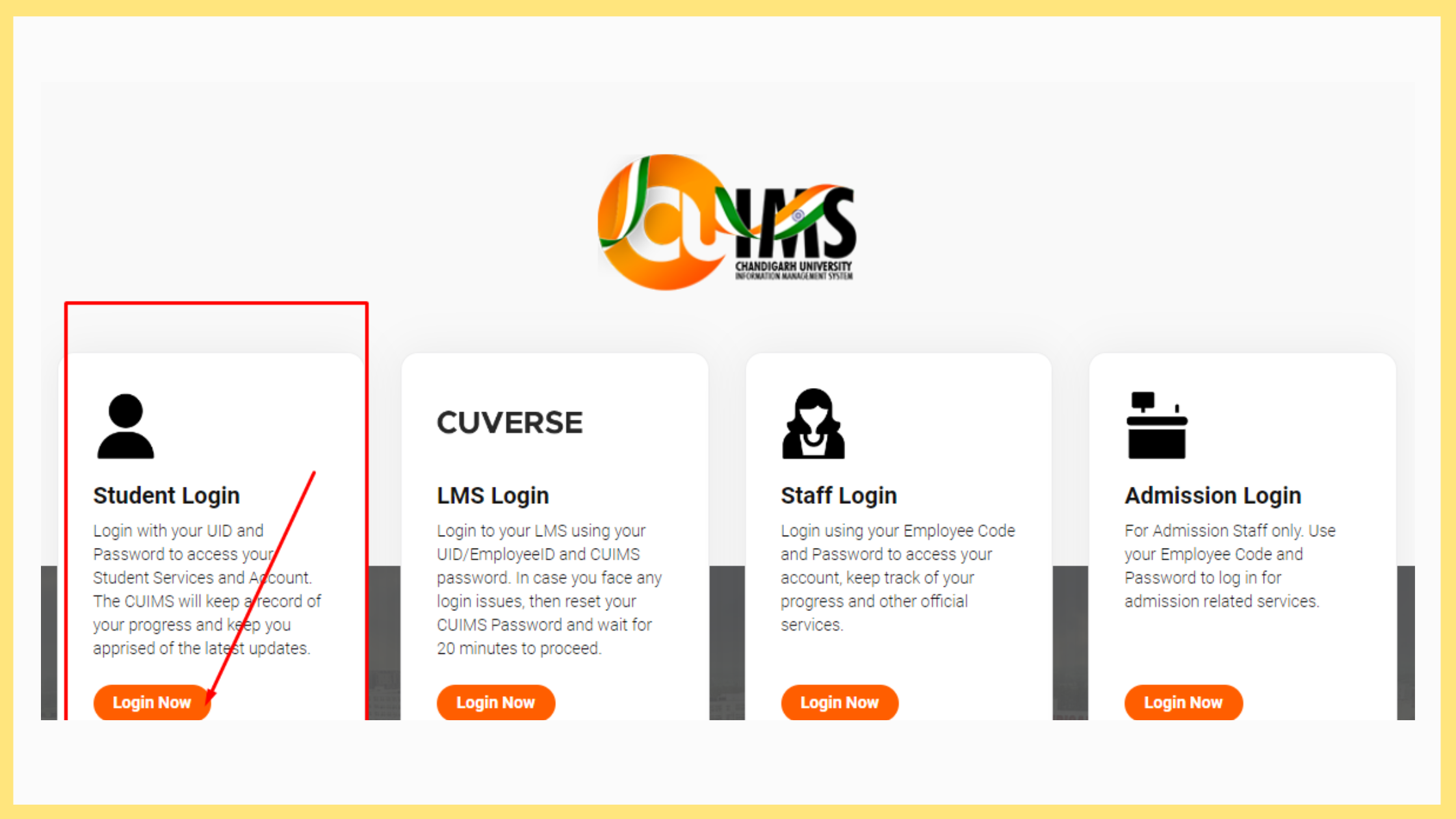 CUIMS Login Student Blackboard cuchd.blackboard.in